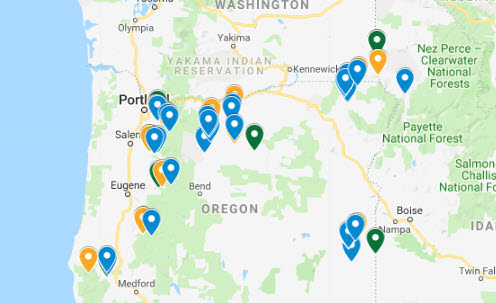 Oregon River Rafting Put-in and Take-out Map